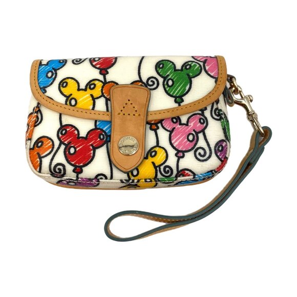 Dooney & Bourke White Multicolor Disney Mickey Balloons Wristlet - Picture 1 of 8